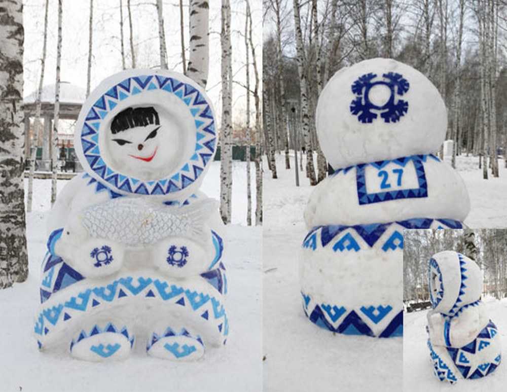 70 снеговиков выстроились на одной из площадей Ханты-Мансийска